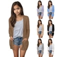 thumbnail image 1 of newwalpole Open Cardigans for Girl 5-14Y Long Sleeve Knit Sweater Cardigans Solid Lightweight Draped Long Cardigans with Pocket White for Size 5-6 Years, 1 of 7