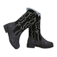 thumbnail image 1 of newwalpole Rhinestone Sparkly Girls Cowgirl Cowboy Boots Little Kids Dress Boot Pointed Toes Low Heel Mid Calf Zipper Party Birthday Toddler to Big Kid Black for Size 12, 1 of 6