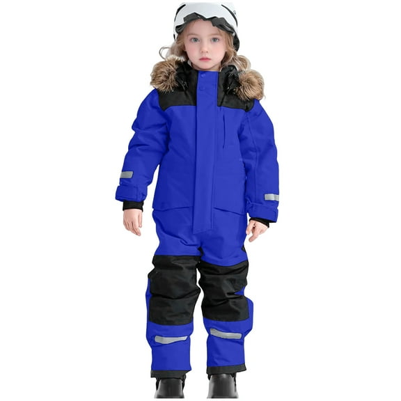 newwalpole Snow Suit for Kids Boys Girls One Piece Snowsuit Waterproof Windproof Overalls Winter Outdoor Snowboarding Ski Suits Blue for Size 8-9 Years