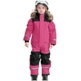 thumbnail image 1 of newwalpole Snow Suit for Kids Boys Girls One Piece Snowsuit Waterproof Windproof Winter Outdoor Overalls Snowboarding Ski Suits Hot Pink for Size 4-5 Years, 1 of 6