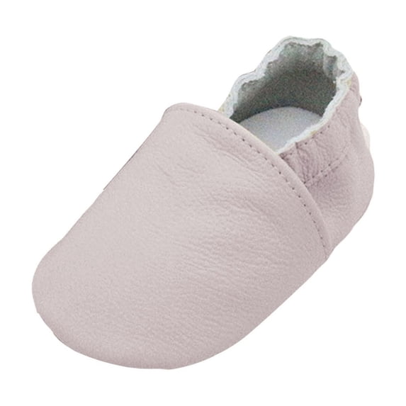 newwalpole Soft Leather Baby Shoes Moccasins Slip-on Boys Girls Slippers with Elastic Ankle, Anti-Slip First Walking Crib Shoes for Infant Toddlers Purple for Size 12=M