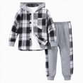 thumbnail image 1 of newwalpole Toddler Baby Boy Clothes Plaid Long Sleeve Hoodie Sweatshirt + Pants 2pcs Boys Outfit Set Black for Size 4-5 Years, 1 of 9