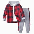 thumbnail image 1 of newwalpole Toddler Baby Boy Clothes Plaid Long Sleeve Hoodie Sweatshirt + Pants 2pcs Boys Outfit Set Red for Size 4-5 Years, 1 of 6