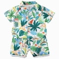 thumbnail image 1 of newwalpole Toddler Baby Boy Summer Clothes Set Floral Shirt Bow-tie Shorts Hawaiian Outfit (White,9-10 Years), 1 of 8