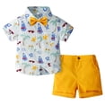 thumbnail image 1 of newwalpole Toddler Baby Boy Summer Clothes Short Sleeve Button Down Shirt Shorts Set Gentlemen Casual Outfits 1-6 Years Sky Blue for Size 4-5 Years, 1 of 7