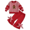 thumbnail image 1 of newwalpole Toddler Baby Christmas Outfit Boy Girl Santa Outfit Long Sleeve Stripes Sweatshirt Pants Set Fall Winter Clothes Pink for Size 5-6 Years, 1 of 7