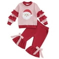 thumbnail image 1 of newwalpole Toddler Baby Christmas Outfit Boy Girl Santa Outfit Long Sleeve Stripes Sweatshirt Pants Set Fall Winter Clothes Red for Size 1-2 Years, 1 of 7