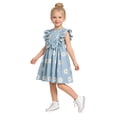 thumbnail image 1 of newwalpole Toddler Baby Girl Boho Dress Linen Ruffle Sleeveless Casual Dress Kids Solid Floral Summer Beach Sundress Blue for Size 3-4 Years, 1 of 8