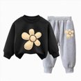 thumbnail image 1 of newwalpole Toddler Baby Girl Clothes Fall Outfits Sweatshirt Pants | Long Sleeve Pullover Tops Joggers Set, Toddler Contrast Color Outfit, Two Piece Winter Sweatsuits(Black,3-4 Years), 1 of 5