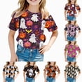 thumbnail image 1 of newwalpole Toddler Baby Girl Halloween T-Shirts Cutest Pumpkin in The Patch Graphic Shirts Kid Short Sleeve Tees Vintage Top (Pink, 6-7 Years), 1 of 4