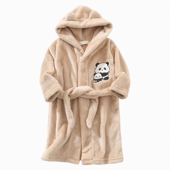 newwalpole Toddler Baby boys Girls Cartoon Bathrobe Flannel Robe Winter Night-robe (Brown, 7-8 Years)