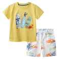 thumbnail image 1 of newwalpole Toddler Boy Clothes Kids Summer Cotton Outfits Shirt Short Sets Size 2-7 Light Yellow for Size 5-6 Years, 1 of 7