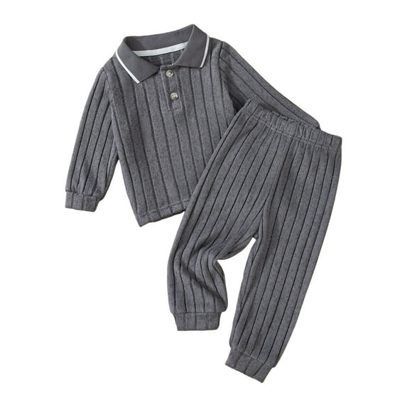 newwalpole Toddler Boy Clothes Long Sleeve Sweatshirt Tops and Pants Boys 2-Piece Kids Winter Outfits Gray for Size 18-24 Months