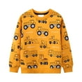 thumbnail image 1 of newwalpole Toddler Boy Sweatshirts Grey Vehicles Printed Crewneck Long Sleeve Pullover Cotton Top Sweater Shirts Yellow for Size 3-4 Years, 1 of 5