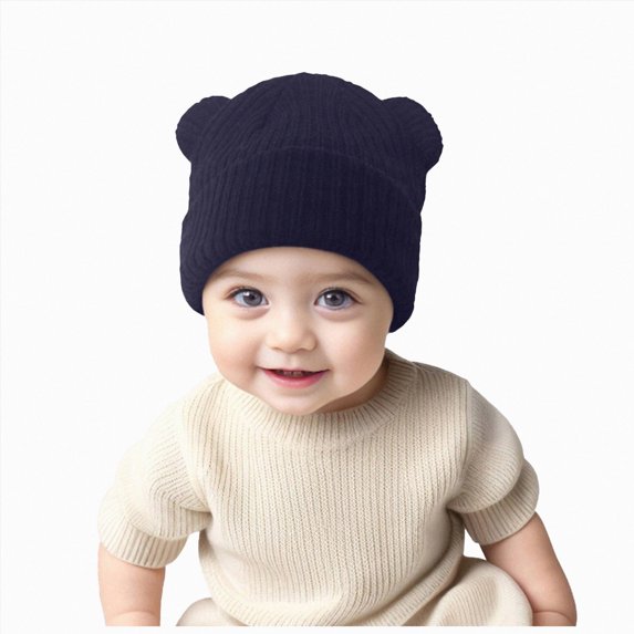 newwalpole Toddler Boy Winter Beanie Baby Knit Hat Warm Girl Beanies Newborn Cute Hats for Kids(Navy,3-36 Months)