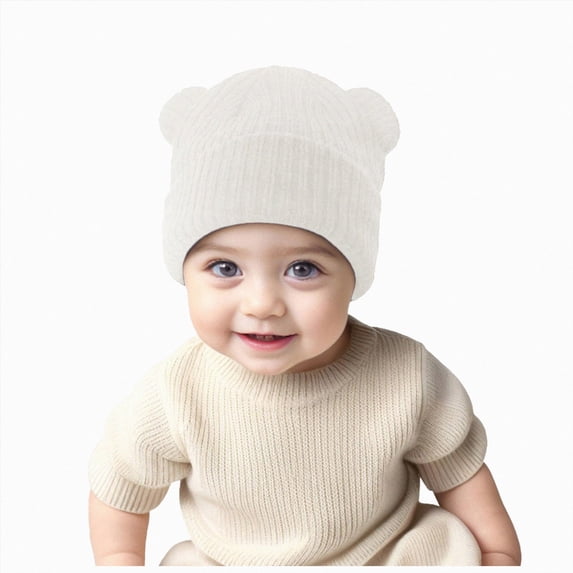 newwalpole Toddler Boy Winter Beanie Baby Knit Hat Warm Girl Beanies Newborn Cute Hats for Kids(White,3-36 Months)