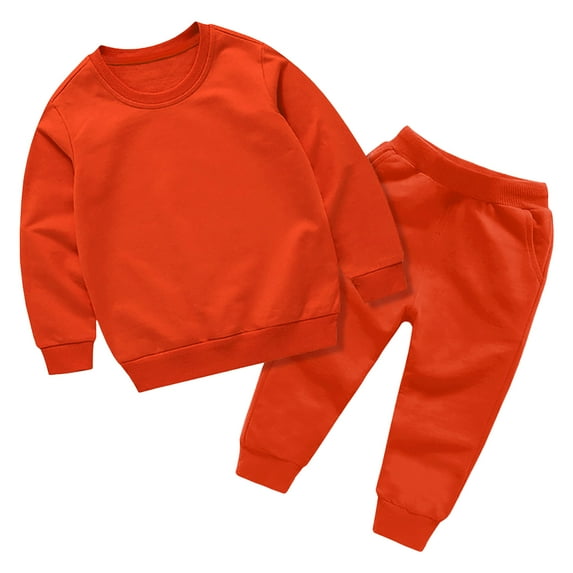 newwalpole Toddler Boys Clothes Long Sleeve Sweatshirt & Pants 2PCS Casual Kids Boys Fall Outfits Sets Orange for Size 9-10 Years