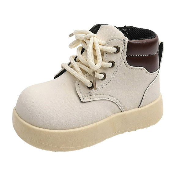 newwalpole Toddler Boys Girls Boots Kids Work Boots Winter Snow Boots Lace Up Hiking Outdoor Boots (Toddler/little Kid) Beige for Size 8.5