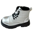 thumbnail image 1 of newwalpole Toddler Boys Girls Boots Kids Work Boots Winter Snow Boots Lace Up Hiking Outdoor Boots (Toddler/little Kid) Silver for Size 13.5, 1 of 7