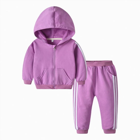 newwalpole Toddler Boys Girls Clothing Set Zip Cotton Sweatsuits Kids Sports Clothes Outfit Athletic Jacket Outerwear 6M-5Y(Purple, 3-4 Years)