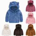 thumbnail image 1 of newwalpole Toddler Boys Girls Hooded Jacket Fleece Hoodie Winter Warm Solid Color Teddy Coat Zip-up Bear Ear Sweater Fall Clothes(Coffee,18-24 Months), 1 of 8