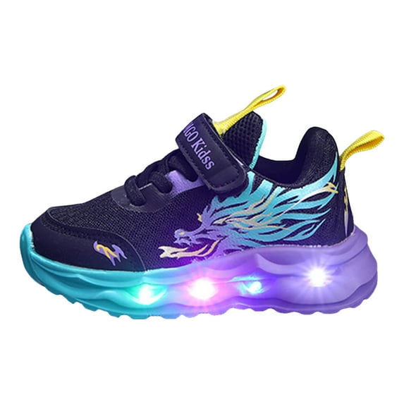 newwalpole Toddler Boys Girls Light Up Shoes LED Flashing Lightweight Mesh Breathable Running Sneakers Purple for Size 13