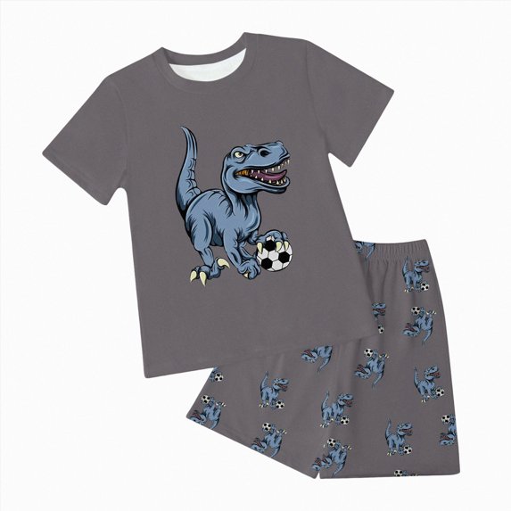 newwalpole Toddler Boys Pajamas Cotton Summer Pjs for Boy Jammies Dinosaur Train Sleepwear Short Sets Dark Gray,Size 7-8 Years
