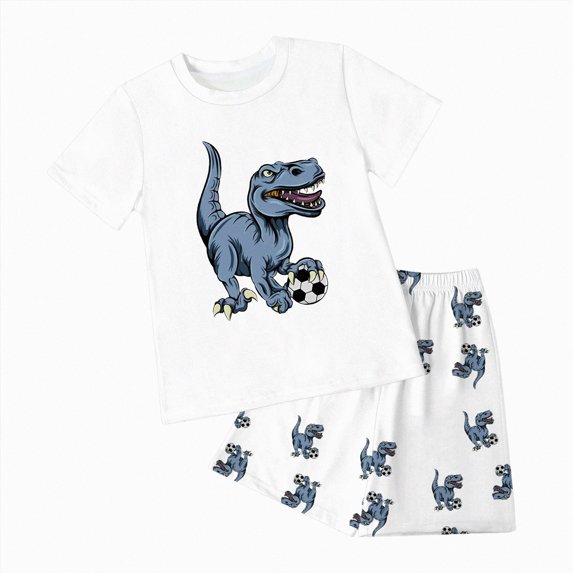 newwalpole Toddler Boys Pajamas Cotton Summer Pjs for Boy Jammies Dinosaur Train Sleepwear Short Sets White,Size 9-10 Years