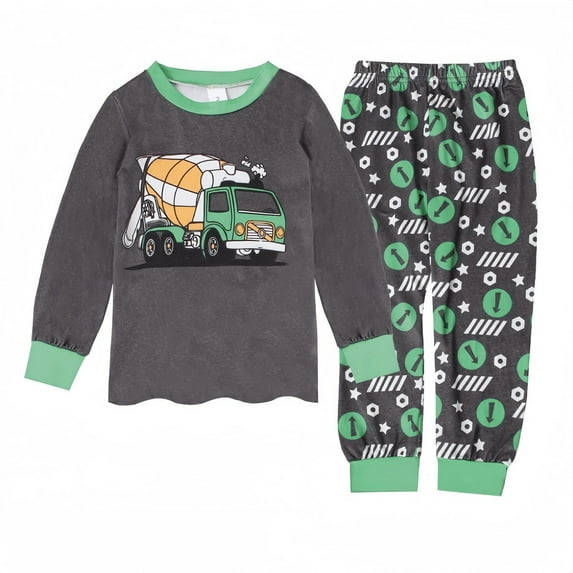 newwalpole Toddler Boys Planet Pajamas Dinosaur Cotton Kids Truck 2 Piece Train Kids Pjs Sleepwear Clothes Se Gray for Size 5-6 Years