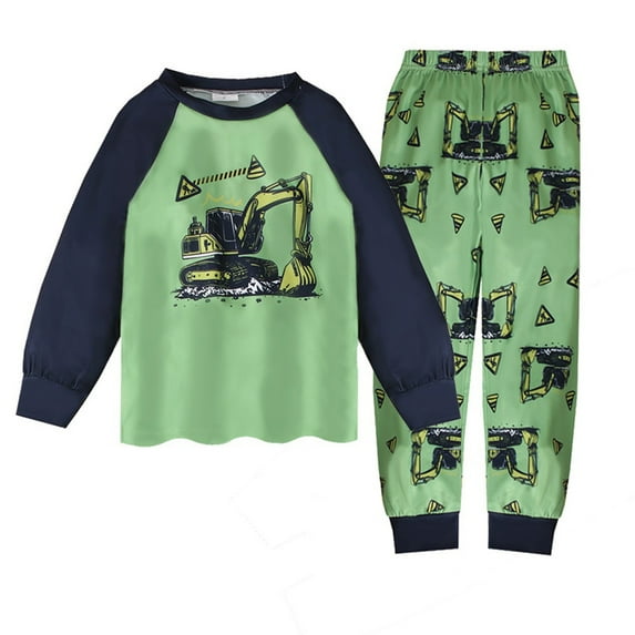 newwalpole Toddler Boys Planet Pajamas Dinosaur Cotton Kids Truck 2 Piece Train Kids Pjs Sleepwear Clothes Se Green for Size 6-12 Months