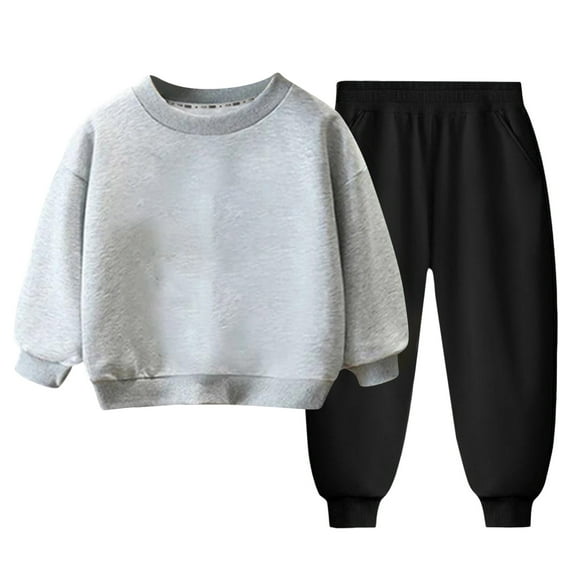 newwalpole Toddler Girl Clothes 2 Piece Outfits Fashion Sweatshirts+Sweatpants Long Sleeve Tracksuit Clothing Set Gray for Size 9-10 Years