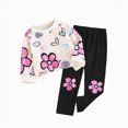 thumbnail image 1 of newwalpole Toddler Girl Clothes Floral Printed Sweatshirt Pants 2Pcs Fall Outfits for Little Girls Clothing Set Size 3-7 Years (Pink, 6-7 Years), 1 of 7