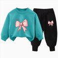 thumbnail image 1 of newwalpole Toddler Girl Clothes Little Kids Fall Outfits Winter Sweatshirt Pants Set(Mint Green,3-4 Years), 1 of 5