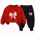 thumbnail image 1 of newwalpole Toddler Girl Clothes Little Kids Fall Outfits Winter Sweatshirt Pants Set(Red,9-10 Years), 1 of 5