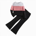 thumbnail image 1 of newwalpole Toddler Girl Clothes Ribbed Fall Winter Outfits for Girls | Long Sleeve Ribbed Crewneck Pullover with Flared Pants, Littler Girls 2 Piece Colthing Set(Black,7-8 Years), 1 of 7