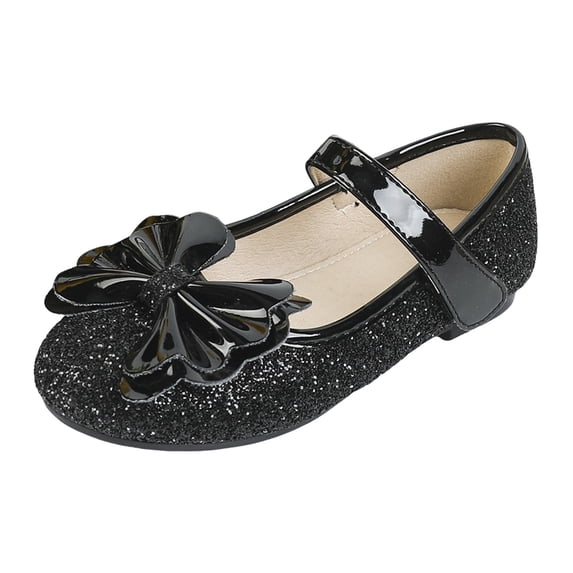 newwalpole Toddler Girl Mary Jane Dress Glitter Flats Shoes Flower for Ballet Wedding Black for Size 12