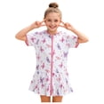 thumbnail image 1 of newwalpole Toddler Girl Swimsuit Cover Up Kids Beach Dress Bow Print Long Sleeve Hooded Bathing Suit Towel Coverup Swimwear Light Pink for Size 2-3 Years, 1 of 7