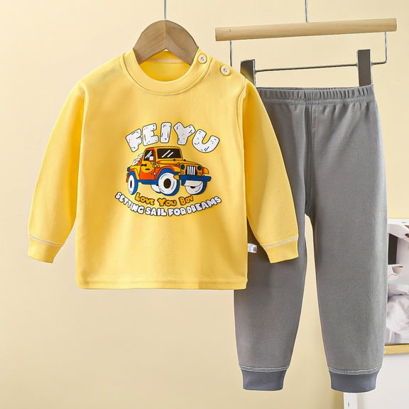 newwalpole Toddler Girls Outfit Sets- Cute Casual Cotton Long Sleeve Tees and Pants Kids Fall Winter Clothes Yellow for Size 3-6 Months