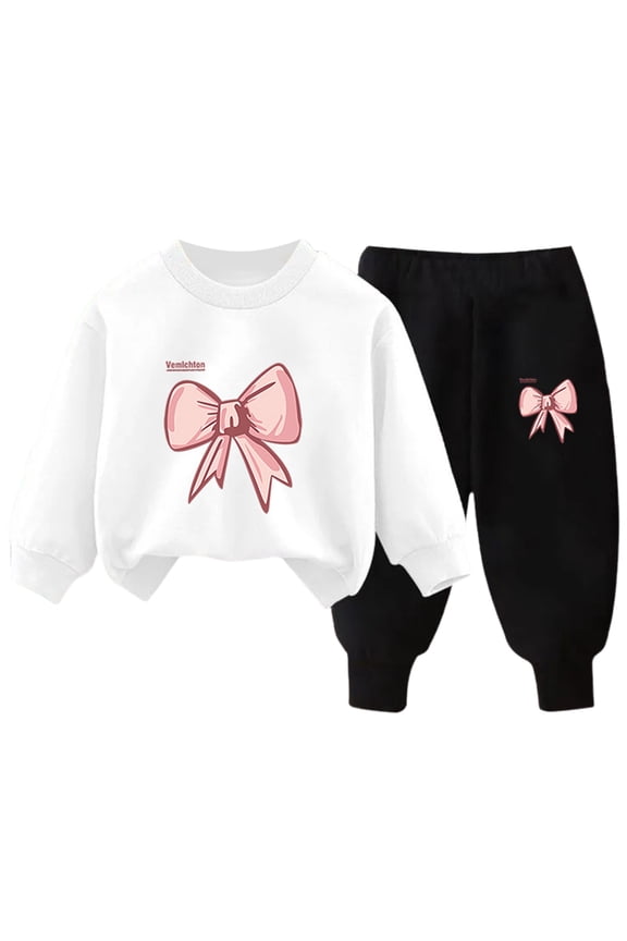 Toddler Girls Outfits Sets, Warm Sweatshirts and Pants 2PC Fall and Winter Active Wear Clothes Sets for Baby Kids Girls White for Size 6-7 Years