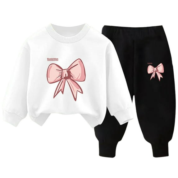 newwalpole Toddler Girls Outfits Sets, Warm Sweatshirts and Pants 2PC Fall and Winter Active Wear Clothes Sets for Baby Kids Girls White for Size 8-9 Years