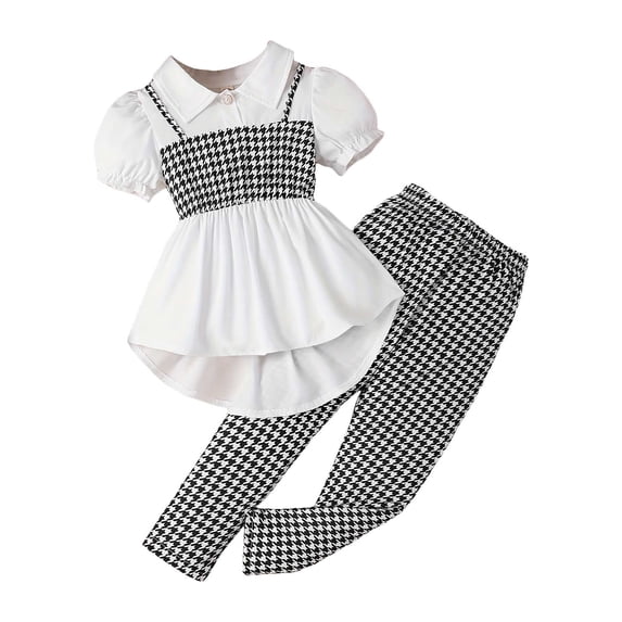 newwalpole Toddler Girls Summer Outfit Puff Sleeve Ruffle Tops Flare Pants Clothes 2 Piece Clothing White for Size 2-3 Years