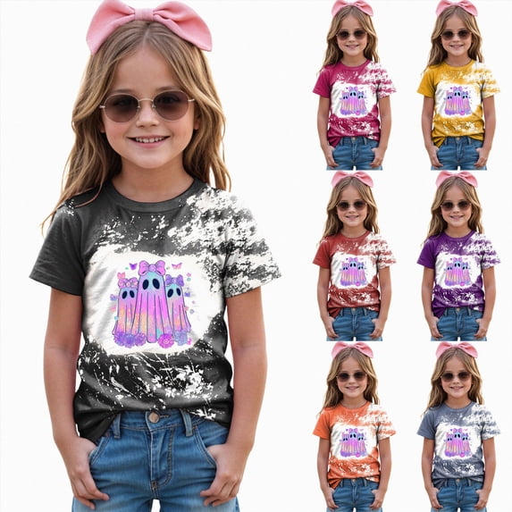 newwalpole Toddler Halloween Shirt Baby Boy Cute Ghost Skateboarding Tees Kids Spooky Dude T-Shirt Funny Short Sleeve Tops (Purple, 3-4 Years)