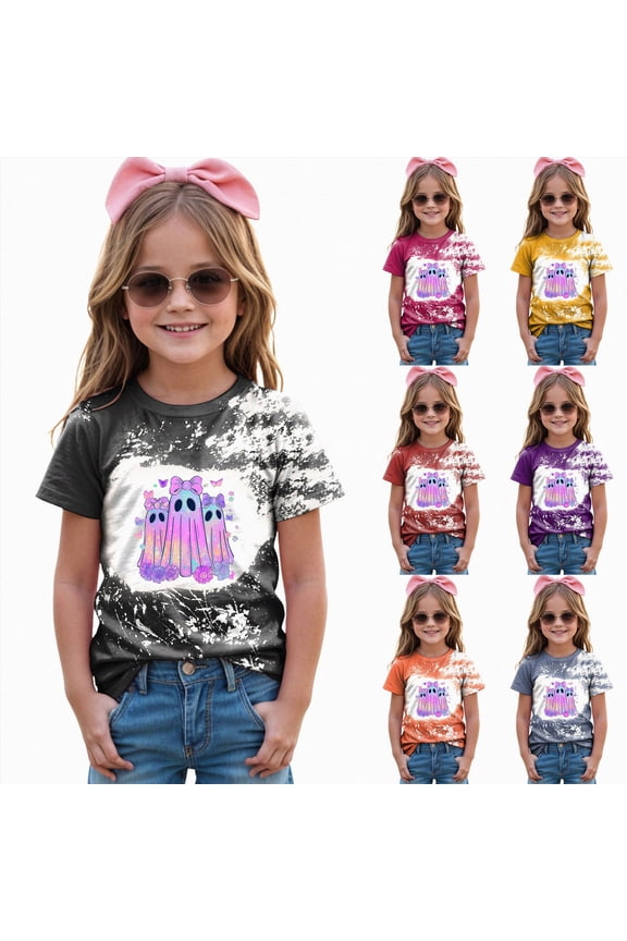 Toddler Halloween Shirt Baby Boy Cute Ghost Skateboarding Tees Kids Spooky Dude T-Shirt Funny Short Sleeve Tops (Yellow, 5-6 Years)