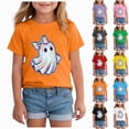 thumbnail image 1 of newwalpole Toddler Halloween Shirt Baby Boy Girls Ghost Pumpkin Tshirts Kids Fall Spooky Season Short Sleeve Tee Tops(A02-Orange,4-5 Y) (Pink, 11-12 Years), 1 of 5