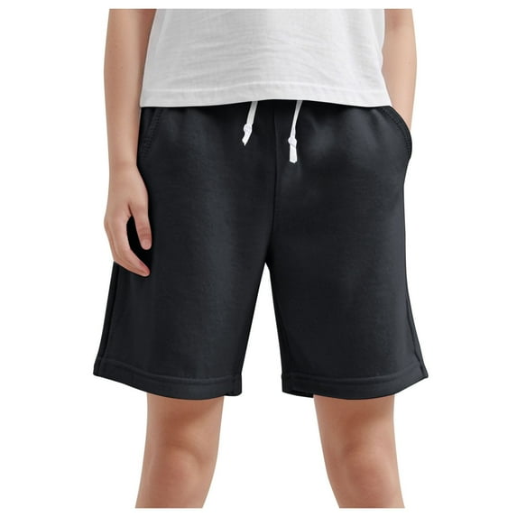 newwalpole Toddler Kids Solid Cotton Comfort Soft Baby Sport Jogger Shorts Boys Girls Casual Pants Black for Size 6-7 Years