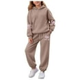 thumbnail image 1 of newwalpole Toddler Kids Tracksuit Boys Girls 2 Piece Sweatsuit Jogging Outfits Jogger Sweatpants Hooded Sweatshirt Fashion Clothing Sets Coffee for Size 5-6 Years, 1 of 6