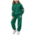 thumbnail image 1 of newwalpole Toddler Kids Tracksuit Boys Girls 2 Piece Sweatsuit Jogging Outfits Jogger Sweatpants Hooded Sweatshirt Fashion Clothing Sets Dark Green for Size 11-12 Years, 1 of 6
