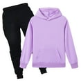 thumbnail image 1 of newwalpole Toddler Kids Tracksuit Boys Girls 2 Piece Sweatsuit Jogging Outfits Jogger Sweatpants Hooded Sweatshirt Fashion Clothing Sets Purple for Size 7-8 Years, 1 of 3