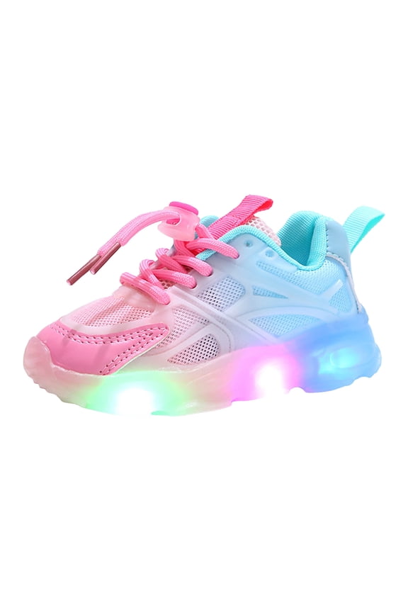 Toddler Light Up Shoes Boys Girls LED Flashing Lightweight Comfortable Breathable Mesh Running Sneakers for Toddler and Little Kid Pink for Size 9.5