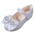 thumbnail image 1 of newwalpole Toddler Little Girls Dress Shoes - Flower Girls Mary Jane Flats Ballet Shoes Party Wedding Silver for Size 12, 1 of 7
